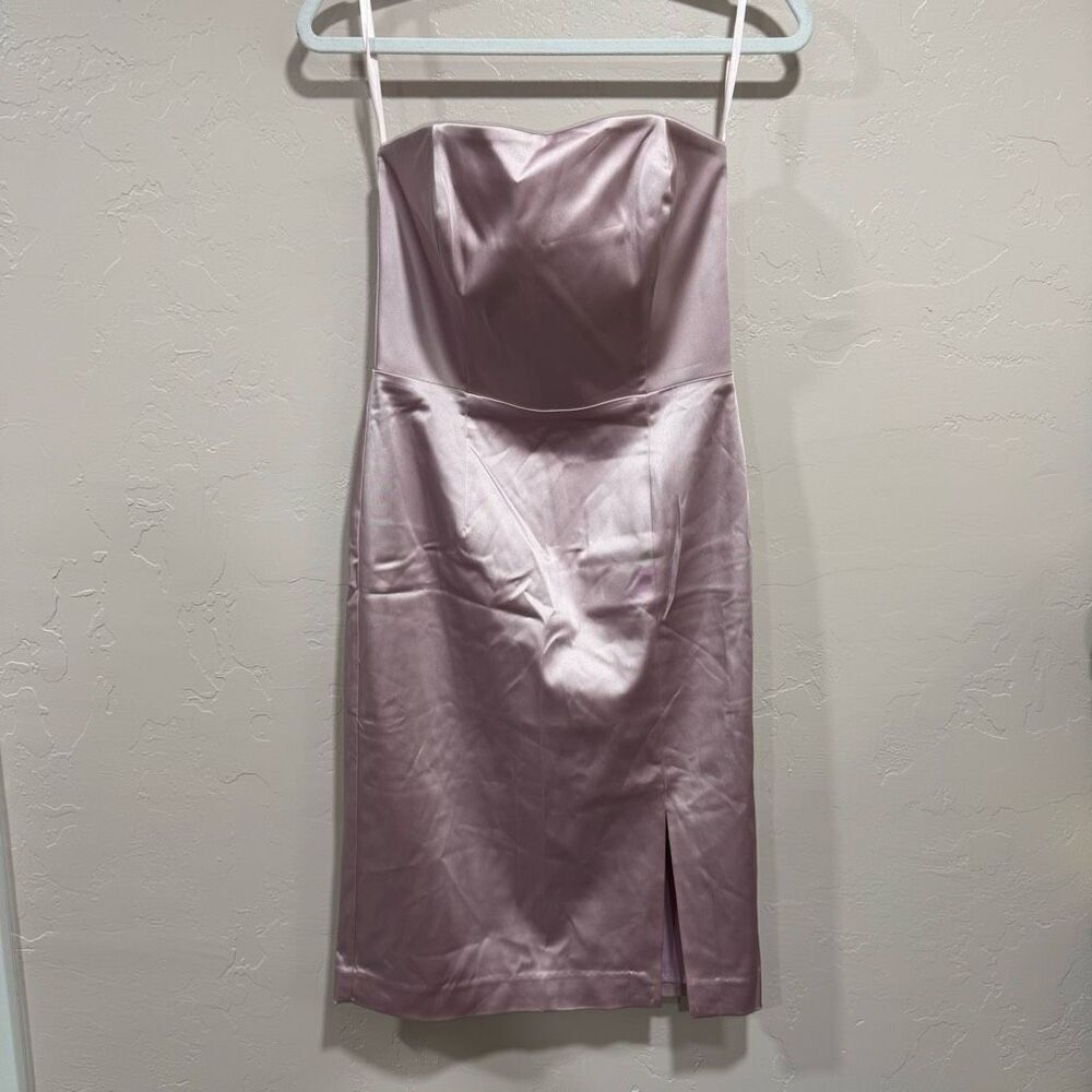 White House Black Market Pink Satin Knee Length Dress